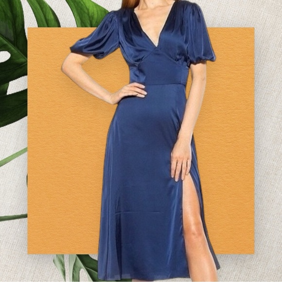 Alexia Admor Dresses & Skirts - NWT Alexia Admor ‘Nola’ Puff Sleeve Fit & Flare Dress in “Lapis” Blue Size 10